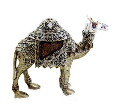 Estatuilla de camello vintage elaboradamente decorada 9" escultura detalles de vidrio Foto 1 de 4