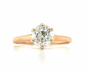 Vintage 14k Rose Gold 1CT Round European Cut Diamond Solitaire Engagement Ring - Picture 1 of 14