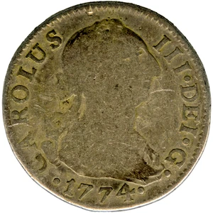 ☆ SPANISCHES SILBER • 2 ECHTE 1774 • SEVILLA CF • CARLOS III ☆ SPANIEN HISPANIC ☆D1958 - Bild 1 von 4