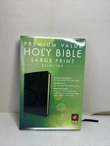 Premium Value Slimline Bible Large Print NLT, Crown (LeatherLike, Onyx) - Picture 1 of 11