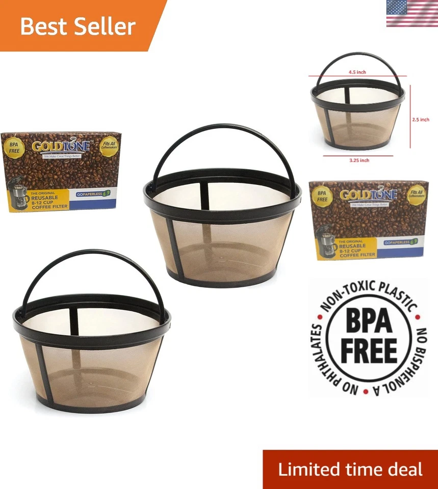 Filtros de café artesanales de acero inoxidable - Se adapta a cafeteras Mr. de 10-12 tazas Foto 1 de 4