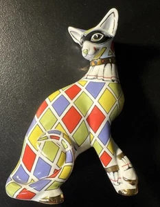 PAUL CARDEW COOL CATZ HARLEQUIN Sitting Pretty CAT PERFECT CONDITION Free Ship L - Picture 1 of 10