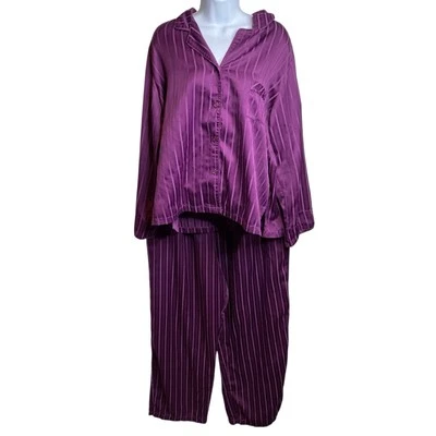 Conjunto de calças pijama femininas Miss Elaine duas peças gola roxa entalhada tamanho XL - Imagem 1 de 4