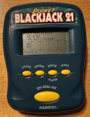 Radica Pocket Blackjack 21 1997 Juego Electrónico Portátil Probado Funciona Divertido Foto 1 de 3