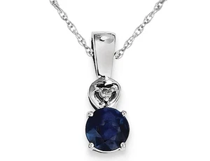 Sterling Silver Blue Sapphire Solitaire Pendant Necklace 1/2 Carat (ctw) - Picture 1 of 3