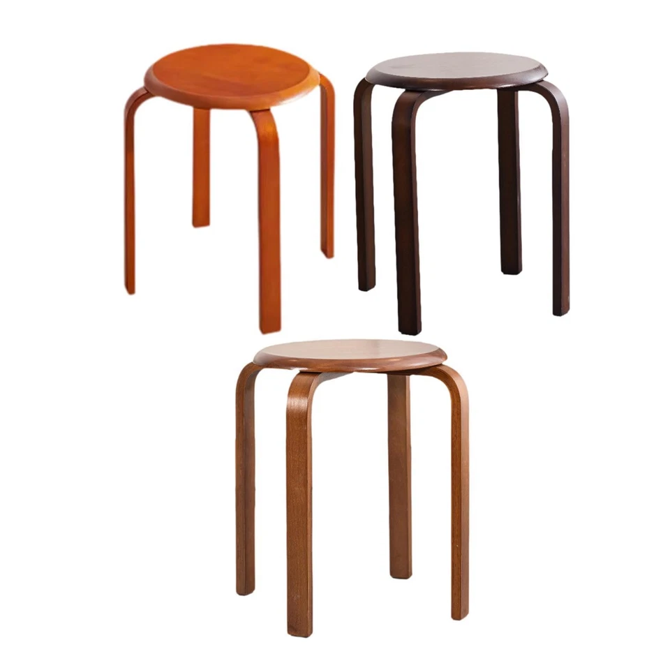 Solid Wood Round Stool Wooden Stool Practical Dressing Stool Stackable Stool for - Image 1 of 1