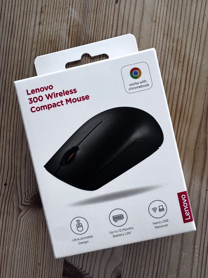 Lenovo 300 Wireless Compact Mouse (Black) with Battery & Receiver - Image 1 of 4
