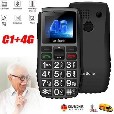 Seniorenhandy C1+4G mit Notruftaste | einfache & robust Bluetooth Großen Tasten - Bild 1 von 4