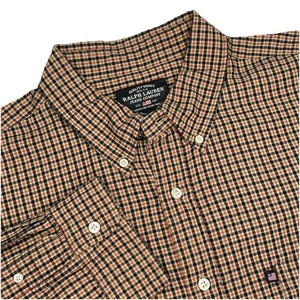Vtg Ralph Lauren Jeans Co Long Sleeve Button Down Mens XL Brown Black Red Plaid - Picture 1 of 11