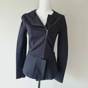 COUNTRY ROAD Black Fitted Stretchy Zip Up Jacket SIZE 4 - Picture 1 of 5