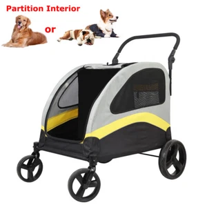 XXL Heavy Duty Partition Dog Stroller Pet Jogger Wagon Rolling Carrier Cart Pram - Picture 1 of 12