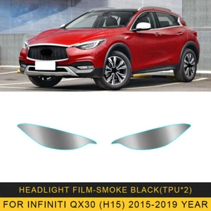 LH+RH Smoke TPU Headlight Protective Precut Film Sticker For Infiniti QX30 15-19 - Picture 1 of 12