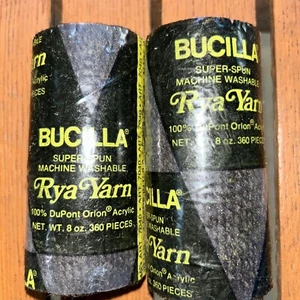 Gancio a gancio acrilico vintage Bucilla Rya 4"" lotto di 2 neri made in USA - Foto 1 di 2