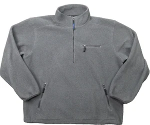 VTG LL Bean Jacket Fleece Pullover Gray 1/2 Zip Made in USA Mens Large - Picture 1 of 6