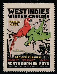 Marca publicitaria, NORTH GERMAN LLOYD, cruceros de invierno de las Indias Occidentales (#26132) - Imagen 1 de 1