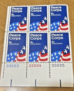 USA Scott #1447, Peace Corps Poster Plate Block, 8c, MNH, 1972 - Picture 1 of 2