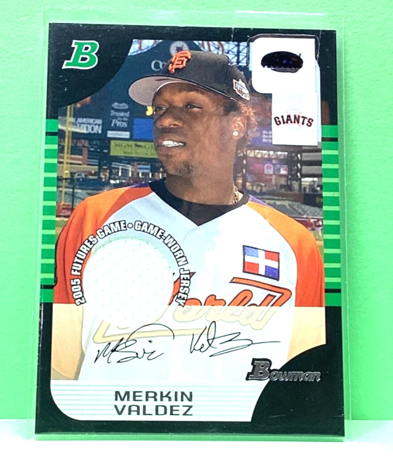 Merkin Valdez 2005 Bowman futures game worn Jersey patch rookie card - Image 1 of 1