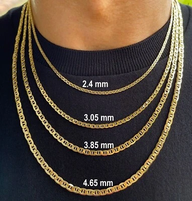 Collar de cadena de eslabones de anclaje plano Mariner 1,5 - 4,65 mm hombres mujeres oro real de 10K 14K Foto 1 de 4