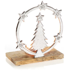 Teelichthalter Tannenbaum-Motiv - Weihnachtlicher Kerstenständer - Holz, Metall