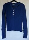We The Free People Adventurer Hoodie Henley Top Blue Small Long Sleeve Pullover