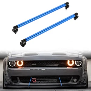 2pc Adjustable Front Bumper Lip Splitter Spoiler Strut Rod Tie Support Bar Black - Picture 1 of 12