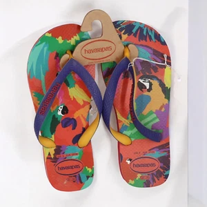 Havaianas Parrot Printed Round Toe Flip Flops Size 6 - Picture 1 of 9