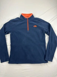 Women's The North Face Medium Pullover Fleece Blue Orange Polyester LINT - Picture 1 of 12