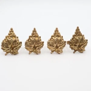 4 servilleteros de latón vintage Liards Ltd soportes hojas racimo de uva tela - Imagen 1 de 8