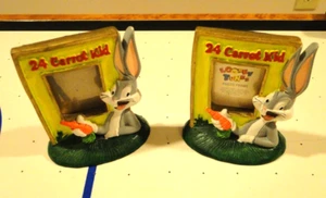 2 VINTAGE BUGS BUNNY CERAMIC FRAMES, "24 CARROT KID", 3 x 3.5" - Picture 1 of 10