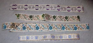 Embroidered Ribbon Trim Embellishments 42' in 4 Styles Gold Silver Purple Green+ - Picture 1 of 1