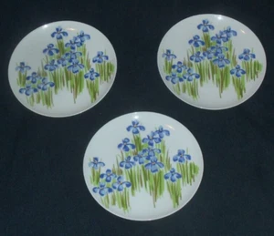 3 Pieces Of Fitz and Floyd 7 1/2" Salad Plates Purple Iris c 1970 - Picture 1 of 7