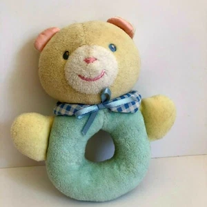 Eden Bear Baby Rattle Ring Multi-color Toy Plush Lovey 5” - Picture 1 of 4