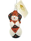 Patricia Breen Halloween Harlequin Snowman Orange Black Holiday Ornament