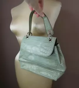 Mini Cartera de Colección Y2K Tommy Hilfiger Verde Piel de Serpiente Estampado 10" x 7" De Mano - Imagen 1 de 11