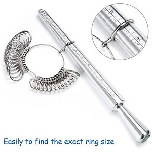Metal Ring Sizer Guage Mandrel Finger Sizing Measure Stick Standard Jewelry Tool