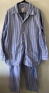 Ben Silver Charleston Luxury 100% Cotton Pajamas Size XXL 2 Tone Blue Stripes - Picture 1 of 12