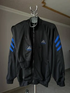 ADIDAS EQUIPMENT 90s BLACK BLUE TRACK SUIT JACKET FULL ZIP PANTS VINTAGE MENS M - Picture 1 of 18