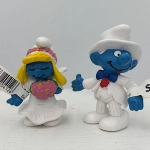 Pitufo De Colección Novia y Novio Pitufos Boda/Aniversario Pastel Topper 20412 y 20413 - Imagen 1 de 8
