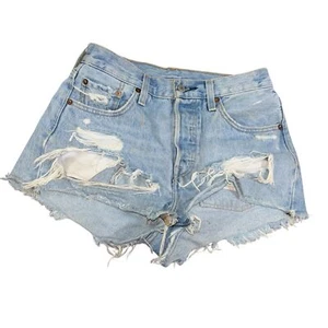 Levi's Premium Size 25 501 Distressed Button Fly Cut Off Shorts - Picture 1 of 4