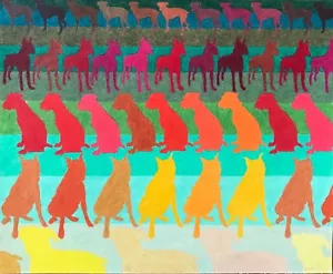 "BOXER BOOGIE WOOGIE", Buntstift auf Papier, 14" x 17", Boxerhund, Hundekunst - Bild 1 von 3