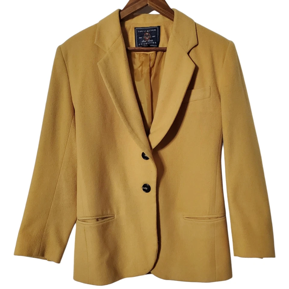 Chaqueta Blazer The Limited Talla M Lana Mezcla Cachemira Amarillo Años 90 Para Mujer Foto 1 de 4