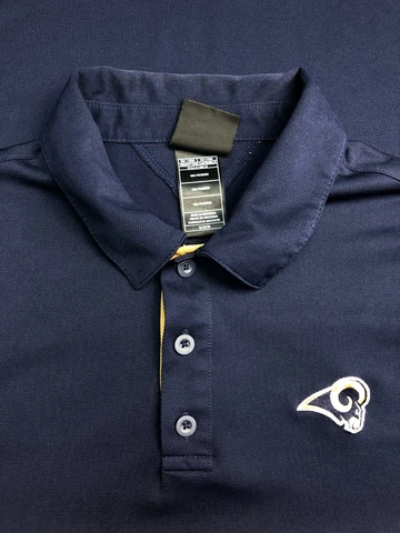Reebok NFL Mens Blue Short Sleeve Polo Shirt - Los Angeles Rams - Size M Cover