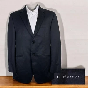 J Ferrar Blazer Mens 40R Black Solid Polyester - Picture 1 of 7