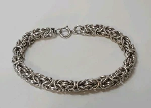 Solid 925 Sterling Silver Unisex Byzantine Bracelet - 6mm Width - 7 inches - Picture 1 of 14