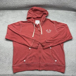 Sudadera con capucha True Religion para hombre 3XL MHUB129YE7 con cremallera completa en T grande 25258-00 en rojo rubí - Imagen 1 de 22