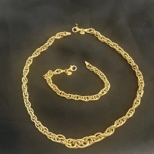 Byzantine Necklace And Bracelet Sterling 925 Gold ITALY - Picture 1 of 4