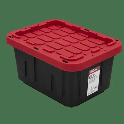 27 Gallon Plastic Storage Bin W/ Lockable Snap Lid Organizing Gear Tools Toys US - Image 1 of 4