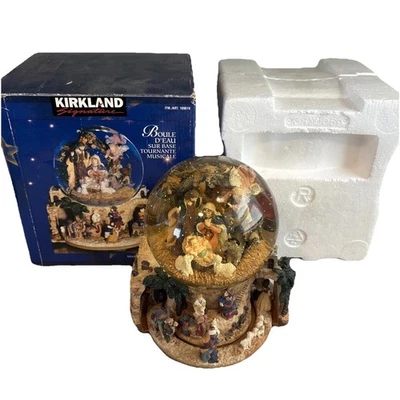 Vintage Kirkland Musical Windowpane Waterglobe Nativity Oh Holy Night - Image 1 of 4