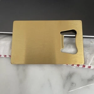Kreditkarte Flaschenöffner Edelstahl Gebürstet Gold Neu Flach Flaschenöffner - Bild 1 von 4