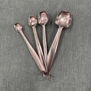 Vintage Foley Stainless Long Handled Measuring Spoons 4 Pc Teaspoon Set Nesting - Picture 1 of 14